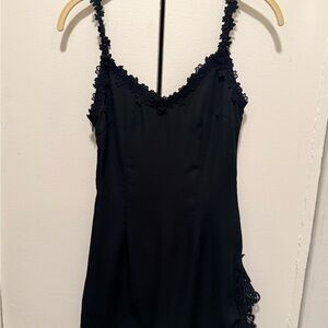 Black Lace Trim Slip Dress